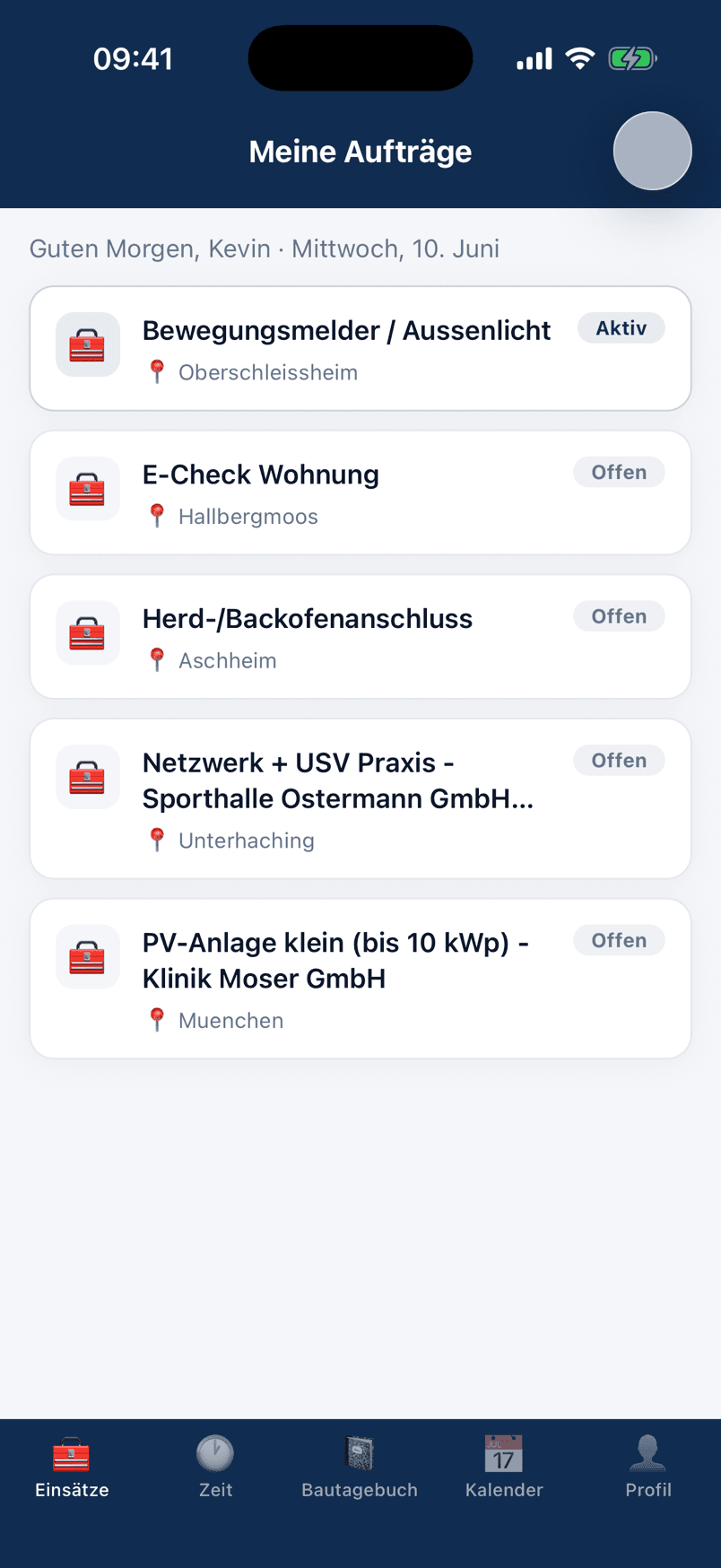baubit Monteur-App: Meine Aufträge auf der Baustelle